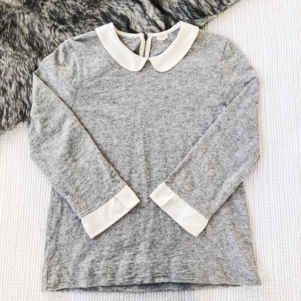 J. CREW Grey Long Sleeve with Cream Collar